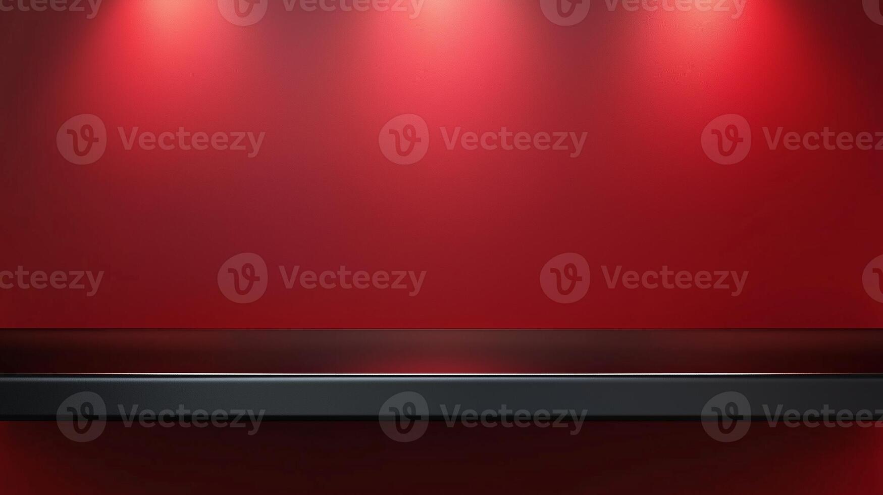 Black steel countertop shelf with spotlight and red wall for product display promotion photo