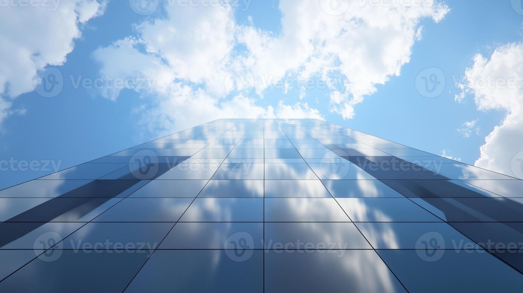 Wall of the building modern architecture futuristic structure with clous and blue sky photo