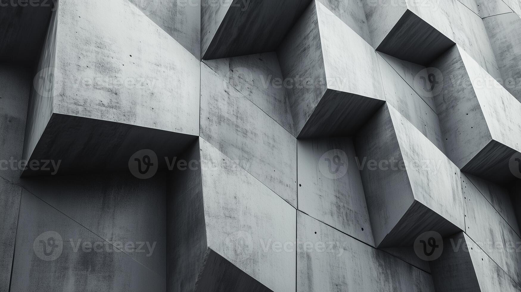 Grey cement wall geometric modern texture concrete architecture with shadow light photo