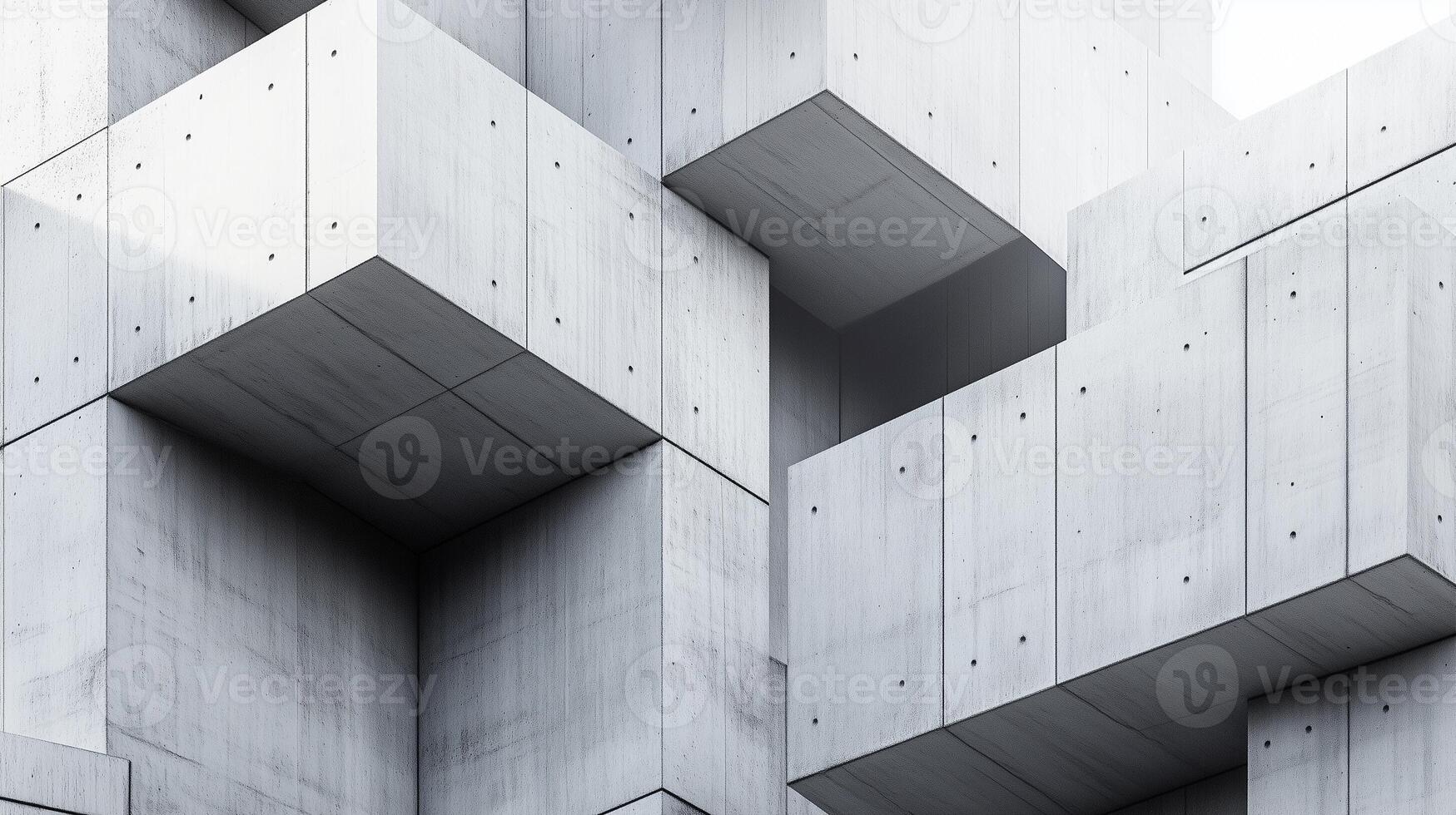 Grey cement wall geometric modern texture concrete architecture with shadow light photo