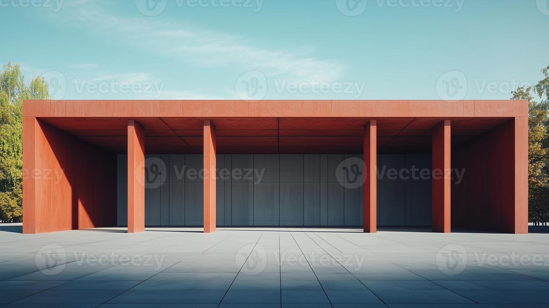 Stone columns concrete texture pillar classical building exterior with blue sky photo
