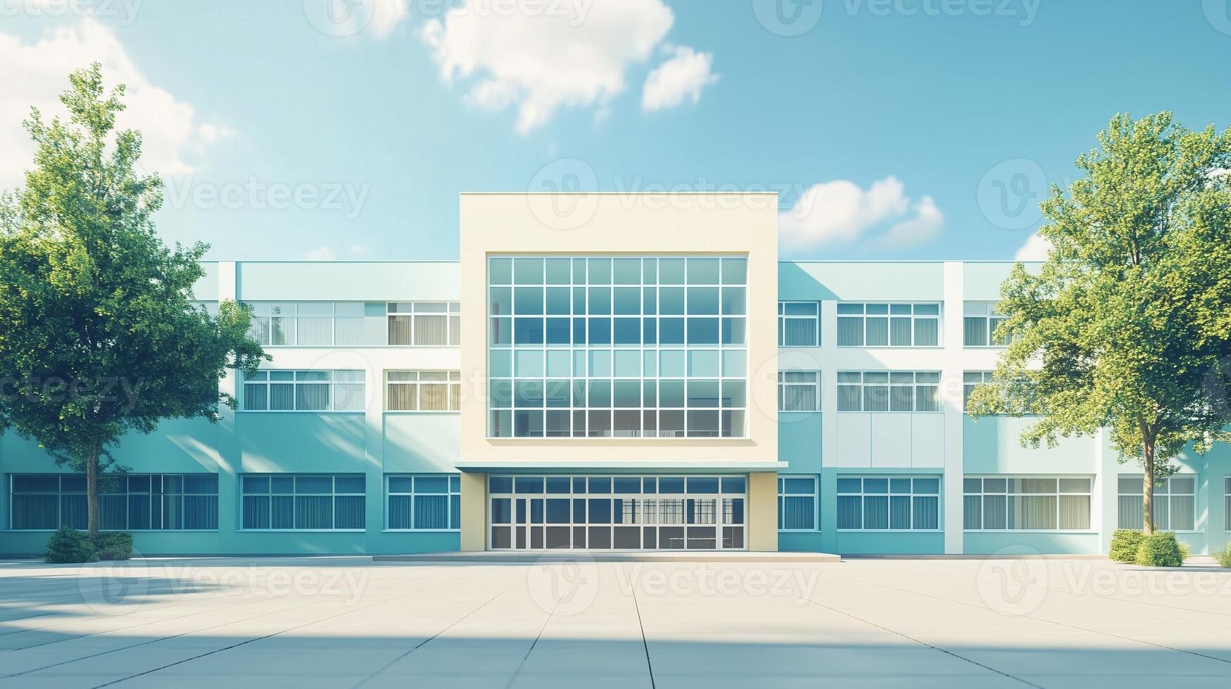 School building blue color for kids student learning and blue sky photo