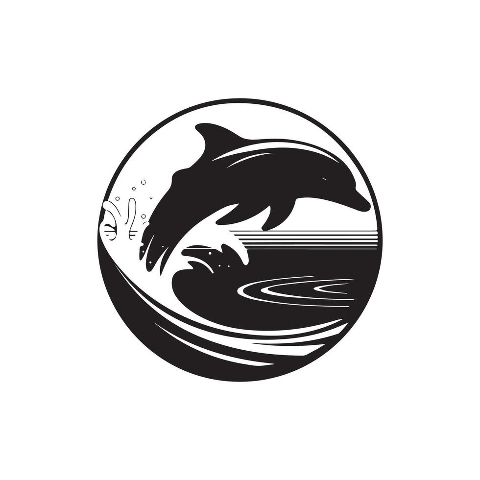 Dolphin jumping out of the water logo design vector