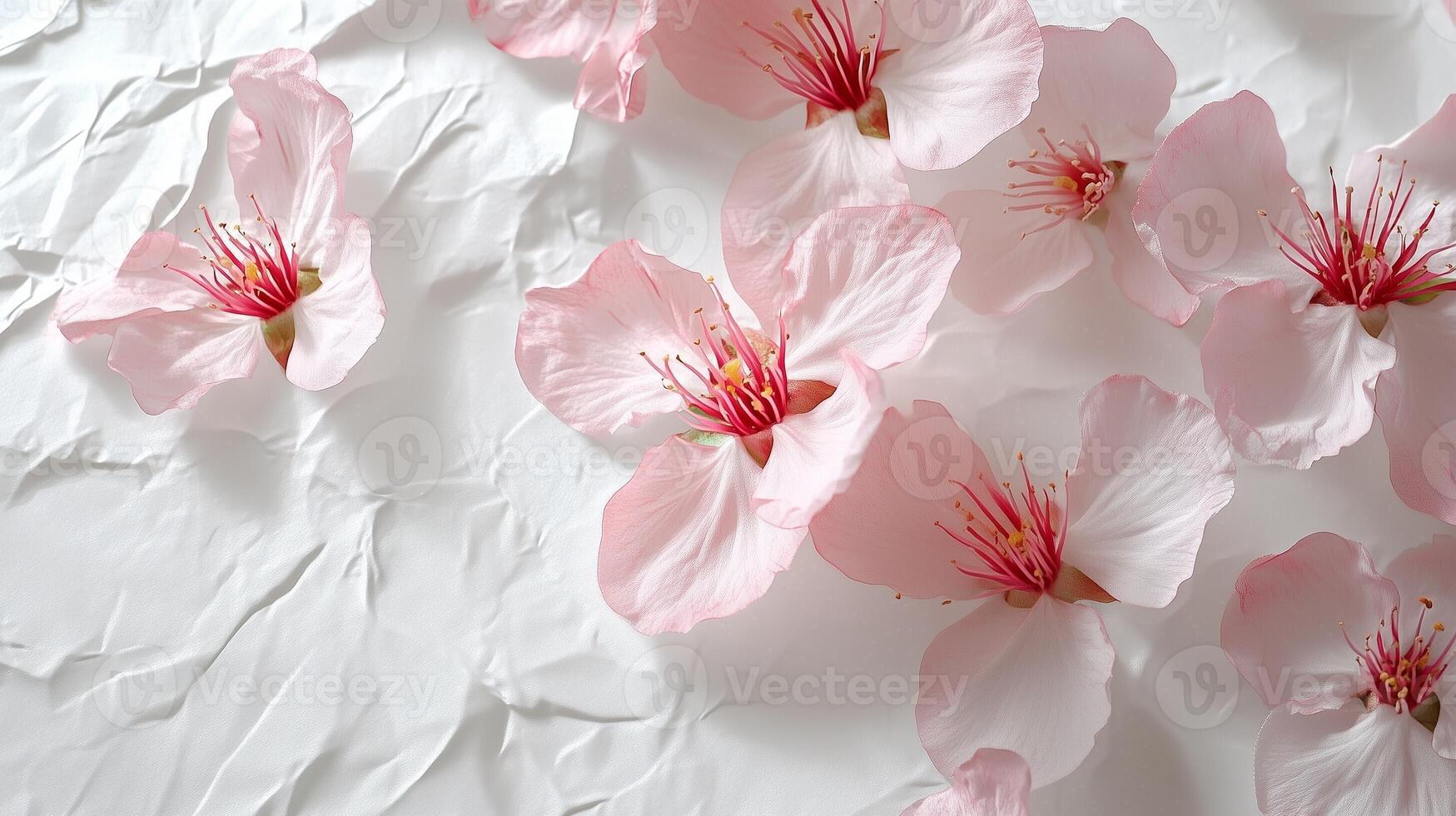 Cherry blossomflower with natural shadow form sun light and white background photo