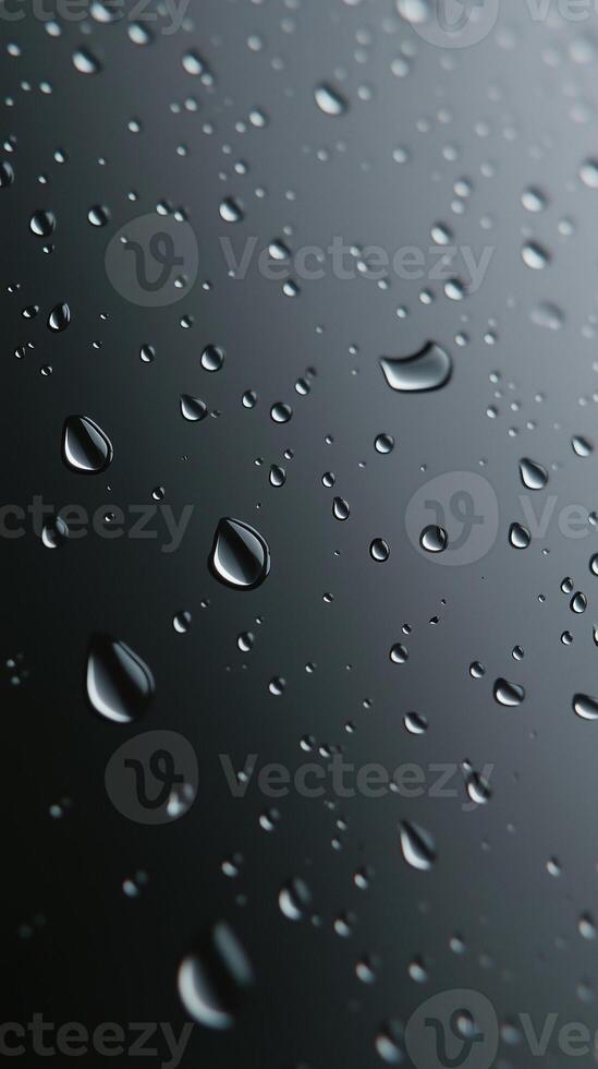Waterdrop bubble splashing rounded on black blurred background photo
