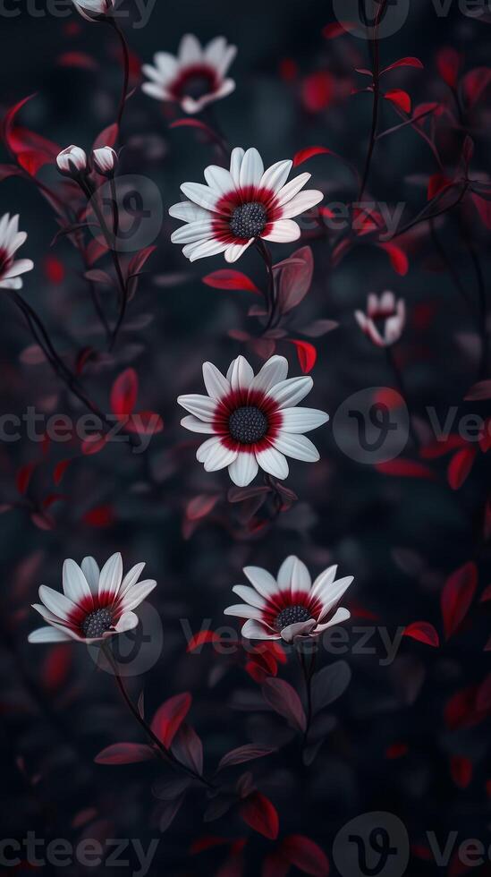 Captivating purple flower dramatic photo effect dark deep blurred background portrait style