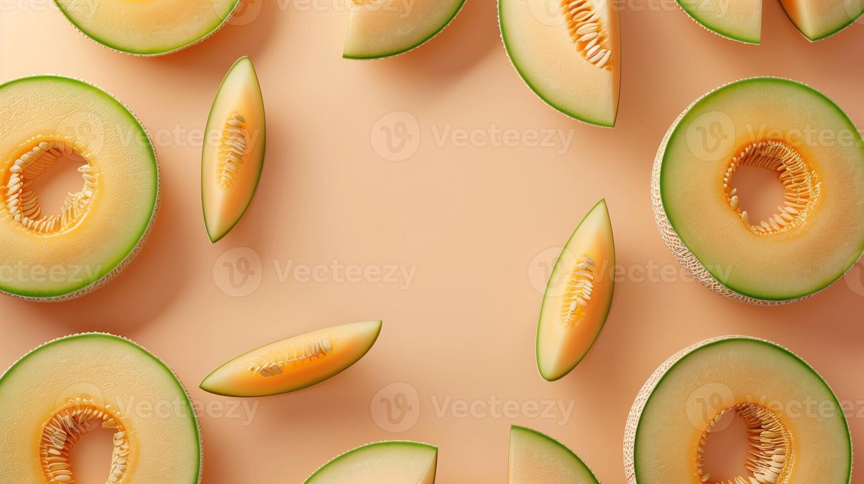 Melon organic fruit healthy real food copy space circular arrangement background photo
