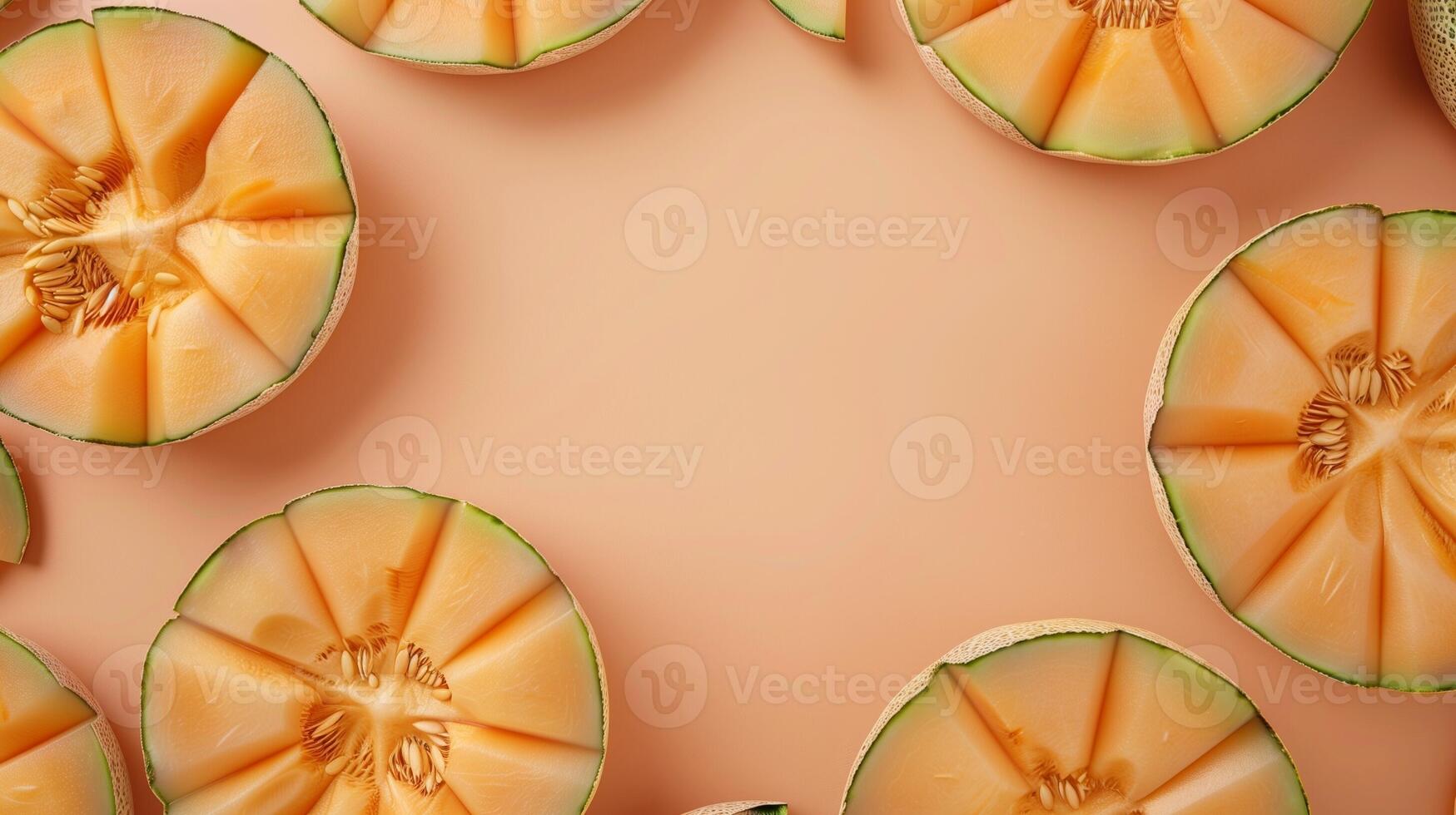 Melon organic fruit healthy real food copy space circular arrangement background photo