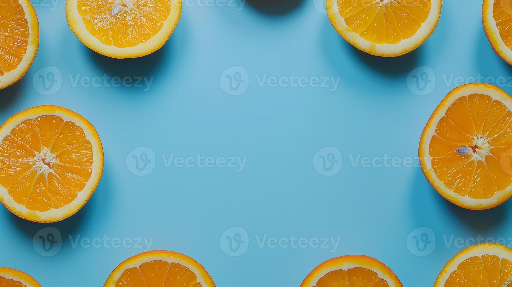 Orange slice Kiwi slice organic fruit botanical harvesting copy space blank center circular arrangement photo