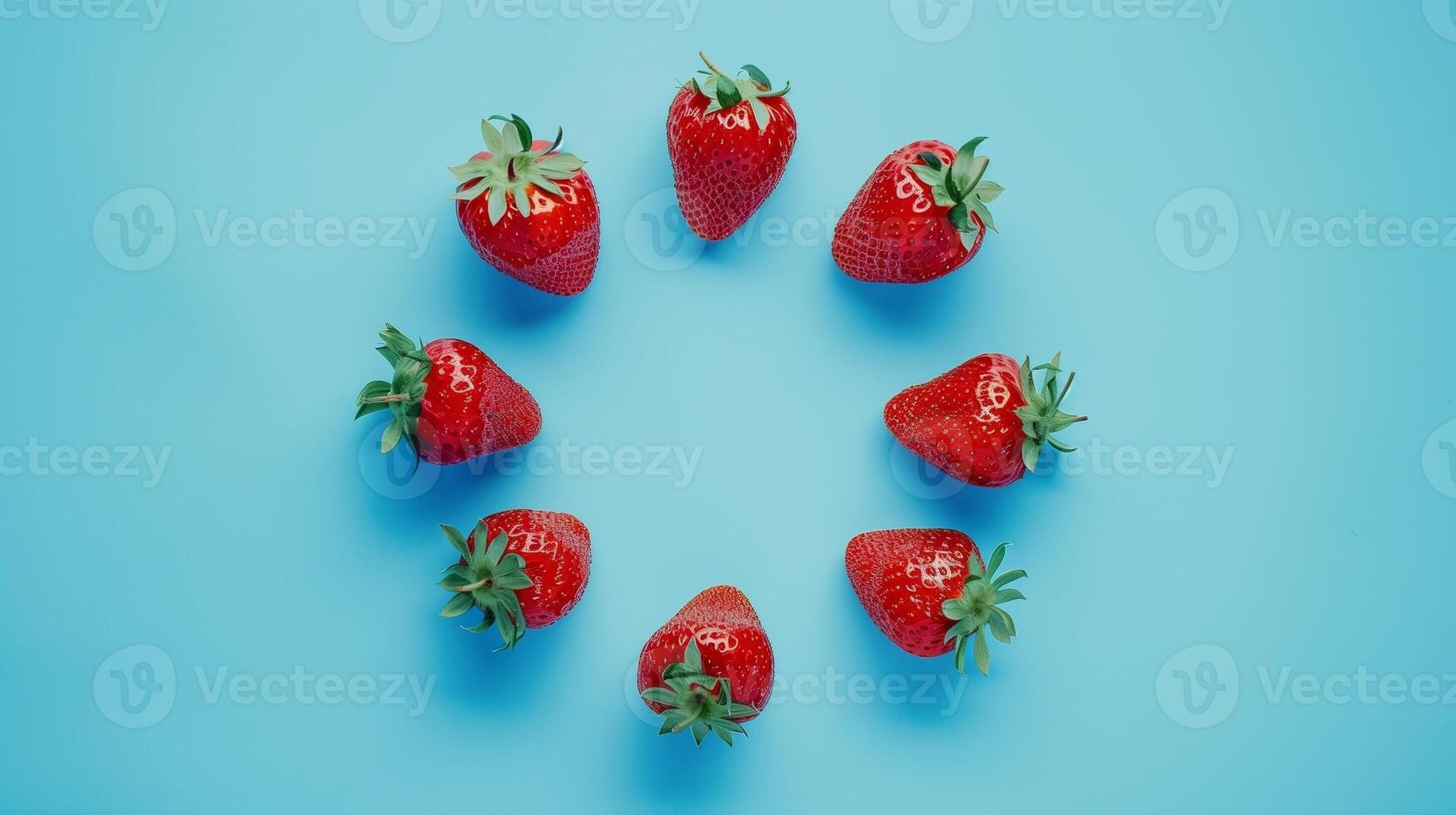 Strawberry fruit organic botanical harvesting copy space blank center circular arrangement photo
