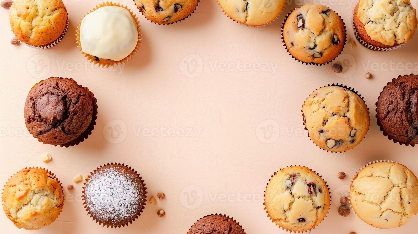 Muffin mini tart sweet snack baked dough for tea time party homemade photo