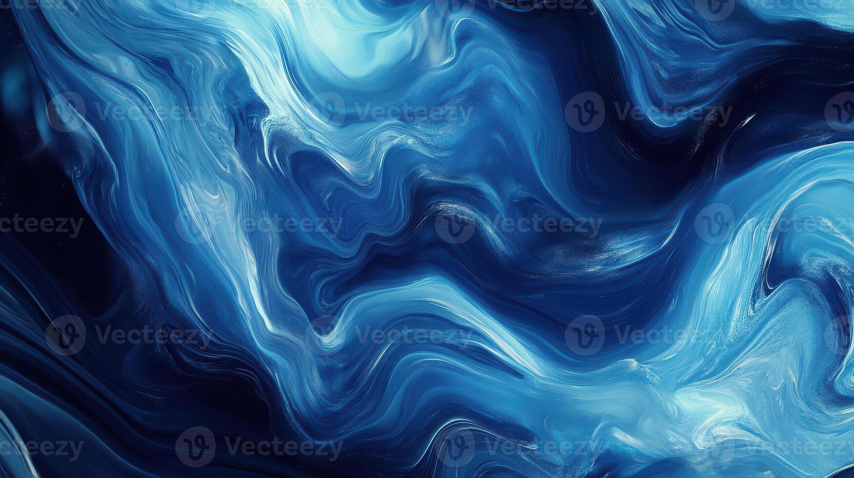 Blue liquid flowing over a black background photo
