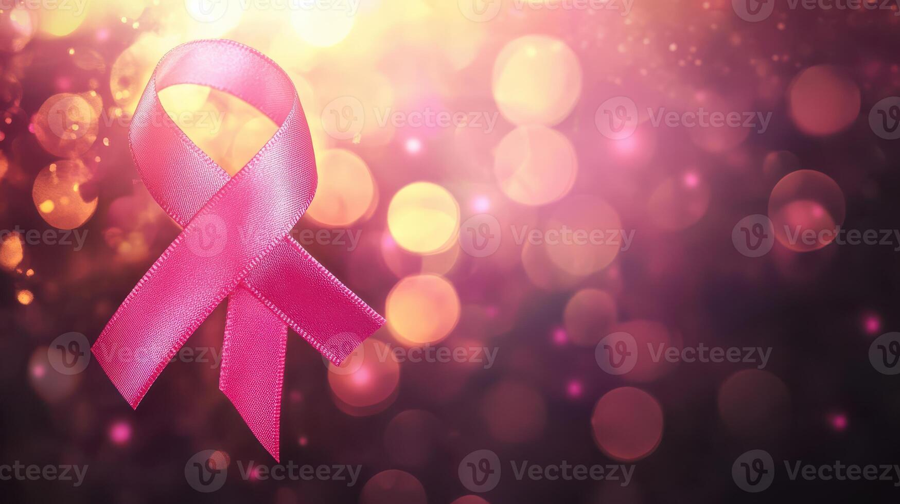 Pink ribbon on a bokeh background photo