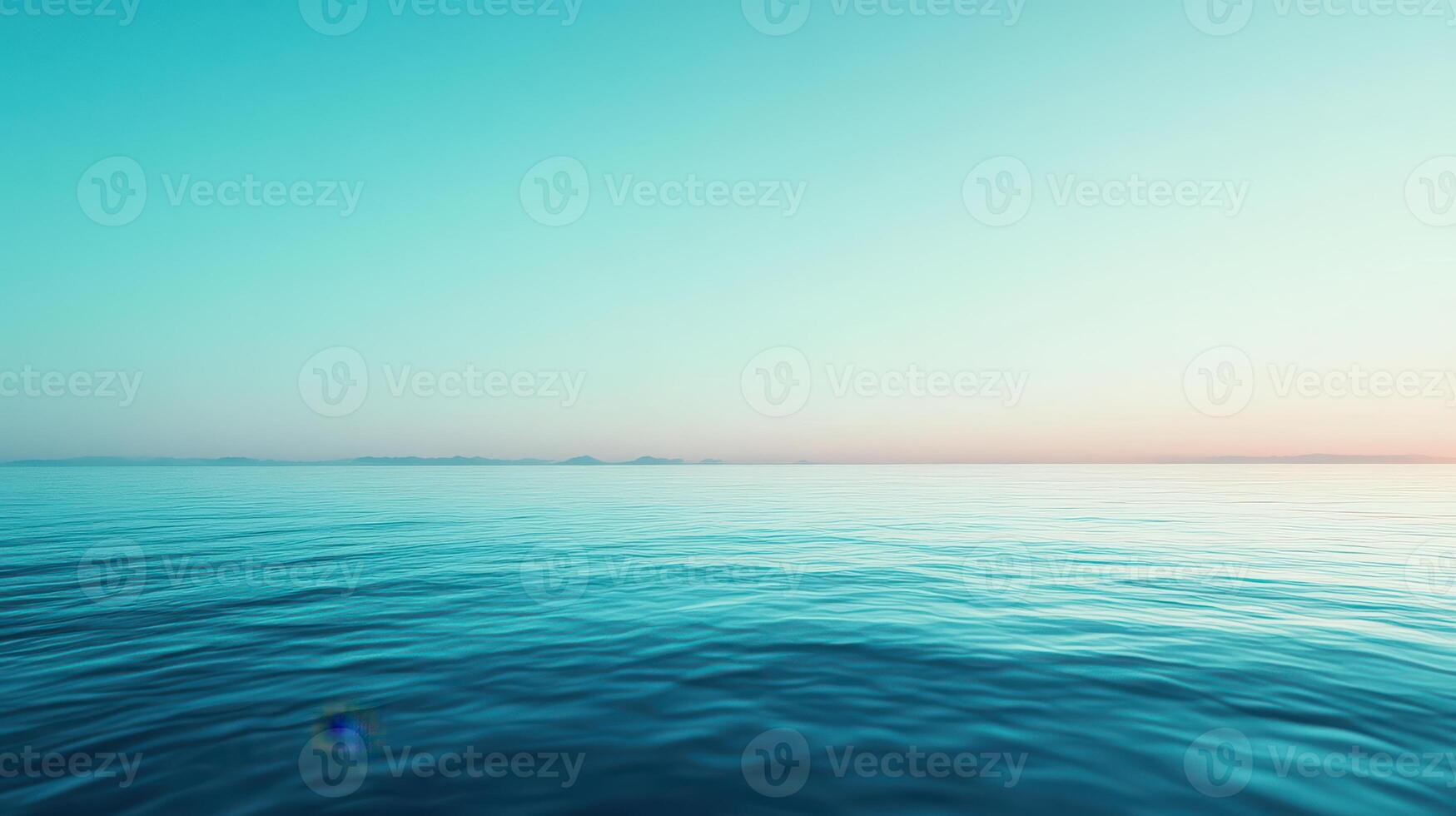 A blue ocean with a small boat floating in it photo