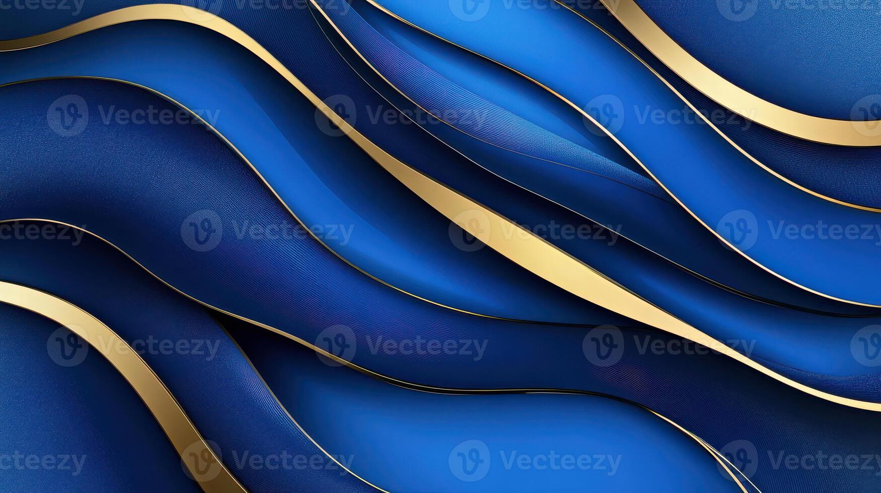 A blue and gold background with wavy lines photo