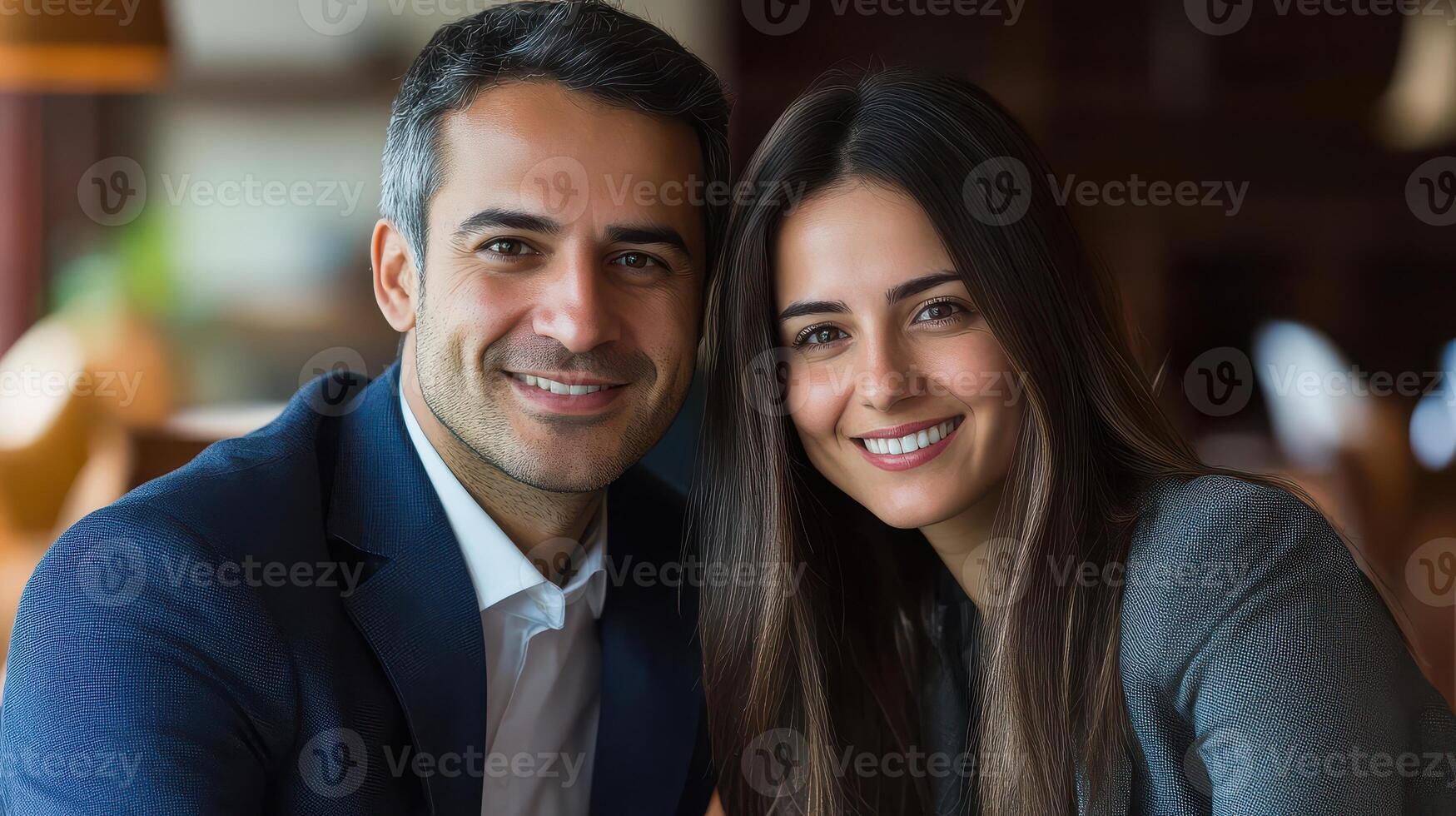 A man and woman are smiling for the camera photo
