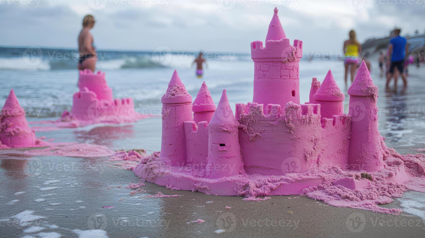 Pink castle on the beach photo