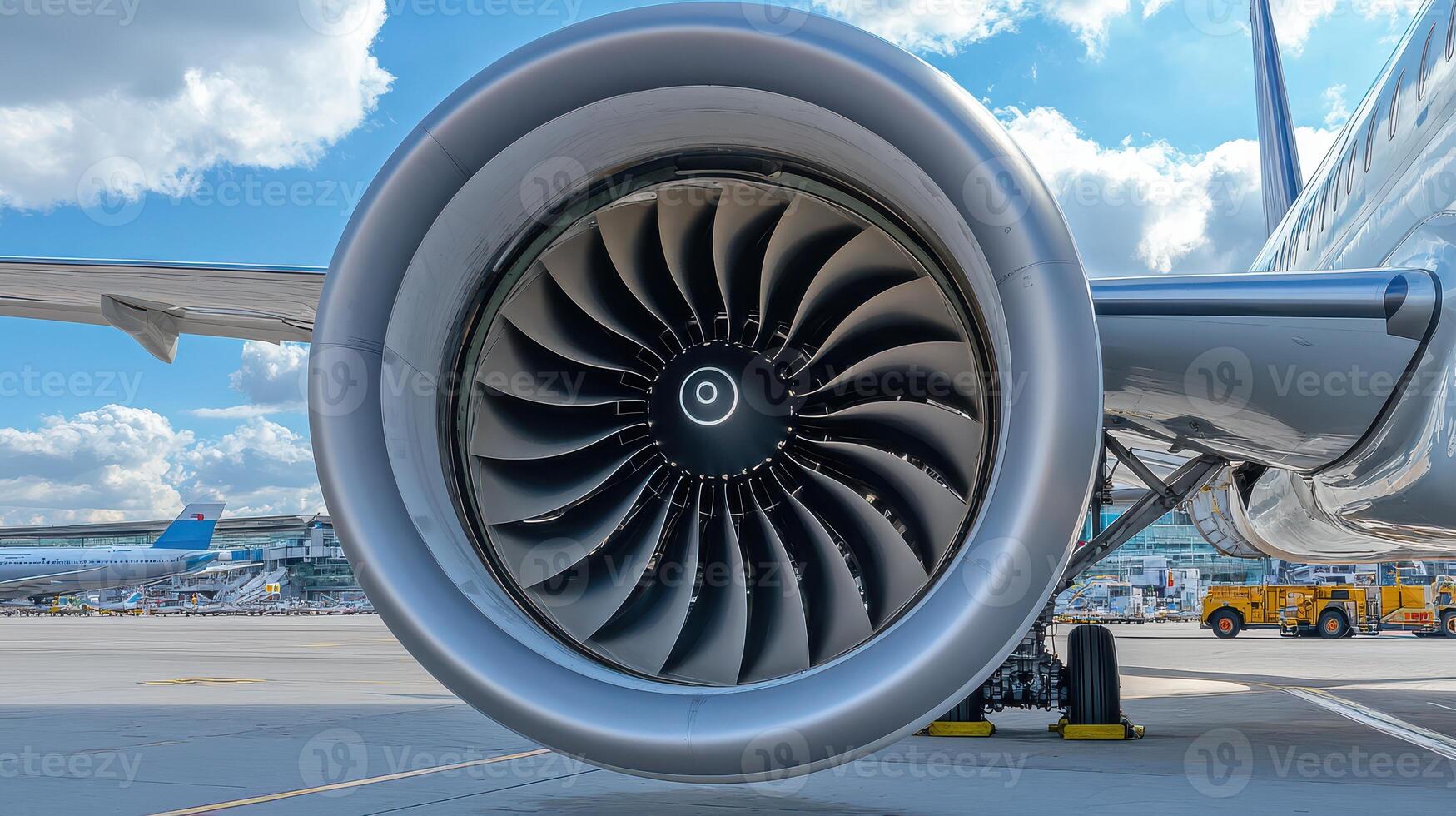 An airplane engine on the tarmac photo