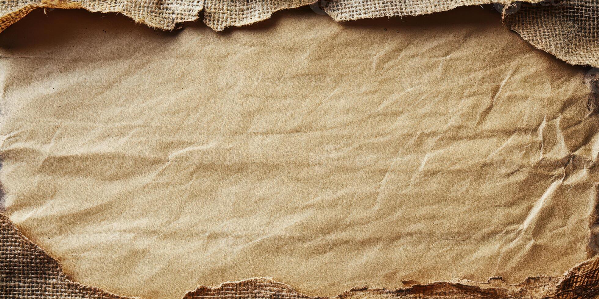 Old paper with torn edges and a hole photo