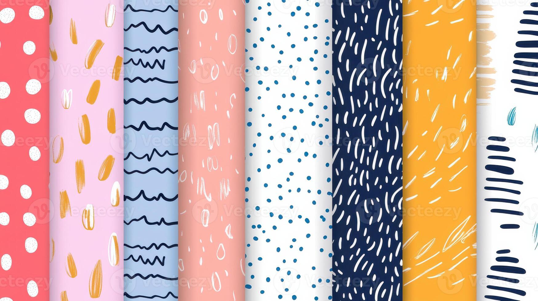 Hand drawn seamless patterns set photo