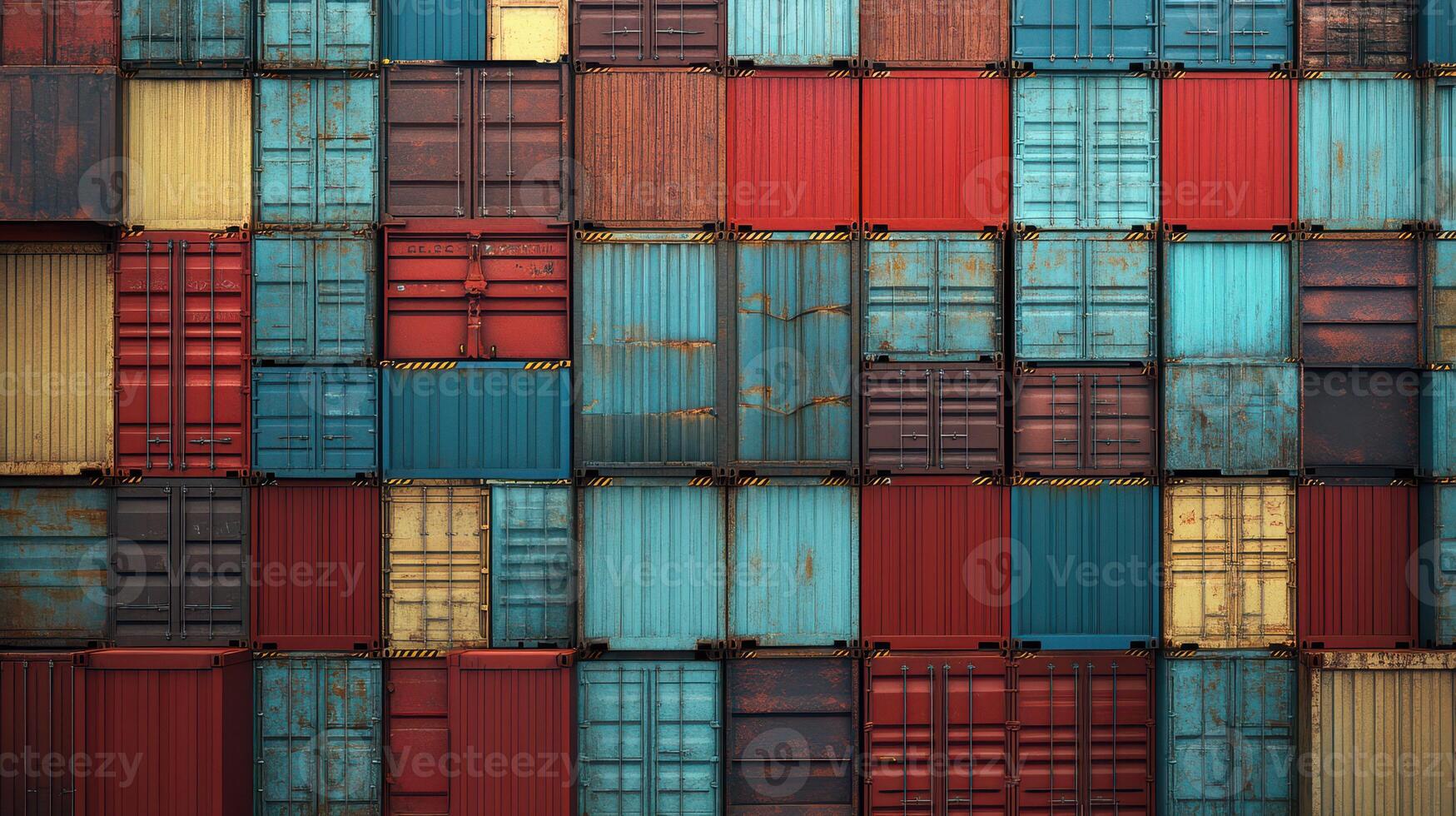 A large group of colorful cargo containers stacked together photo