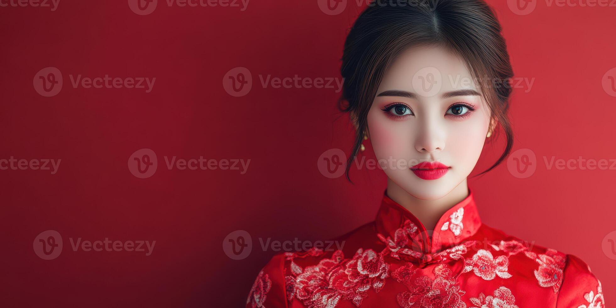 Beautiful chinese woman in traditional dress photo