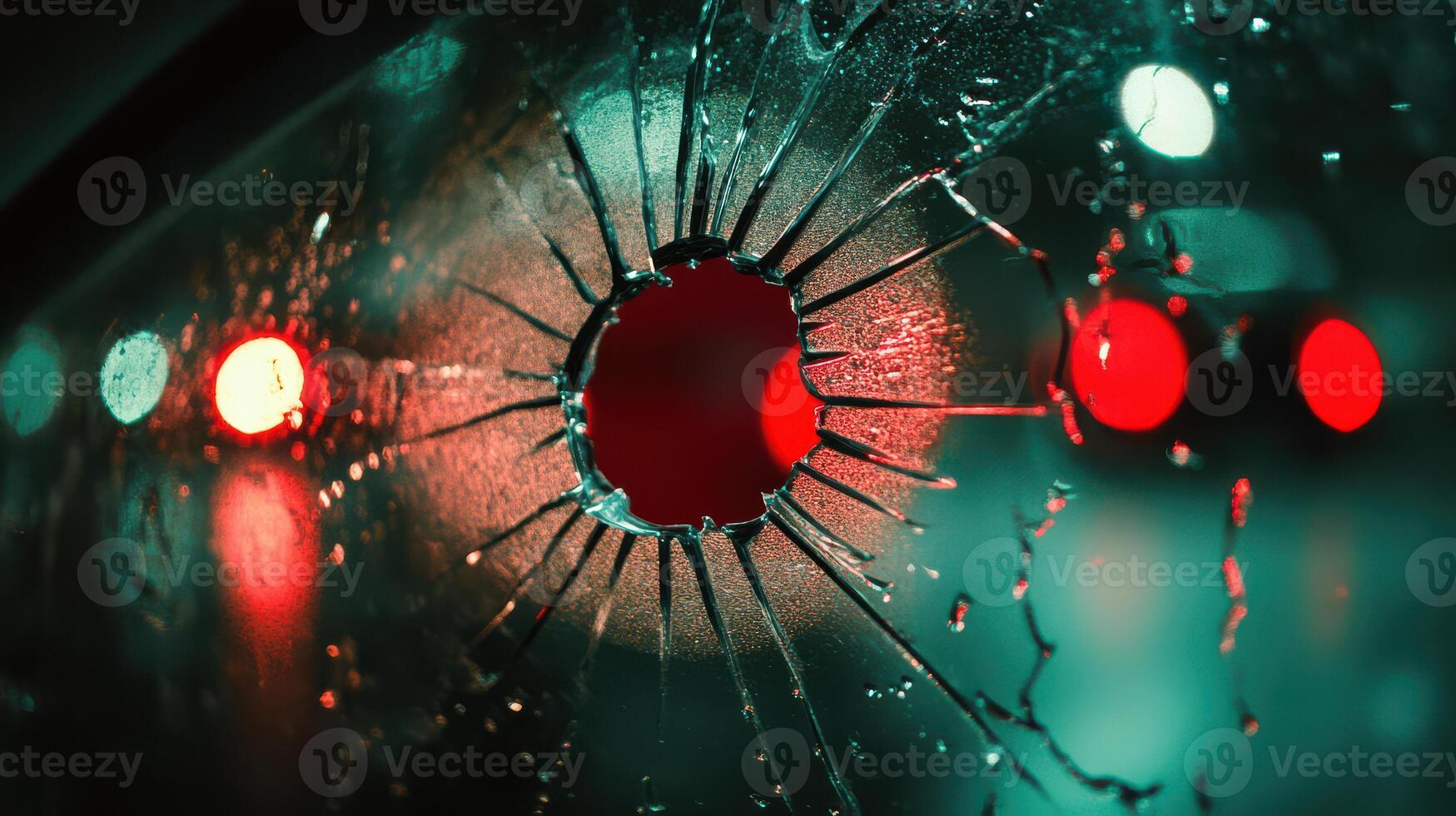 A bullet hole in a car window photo