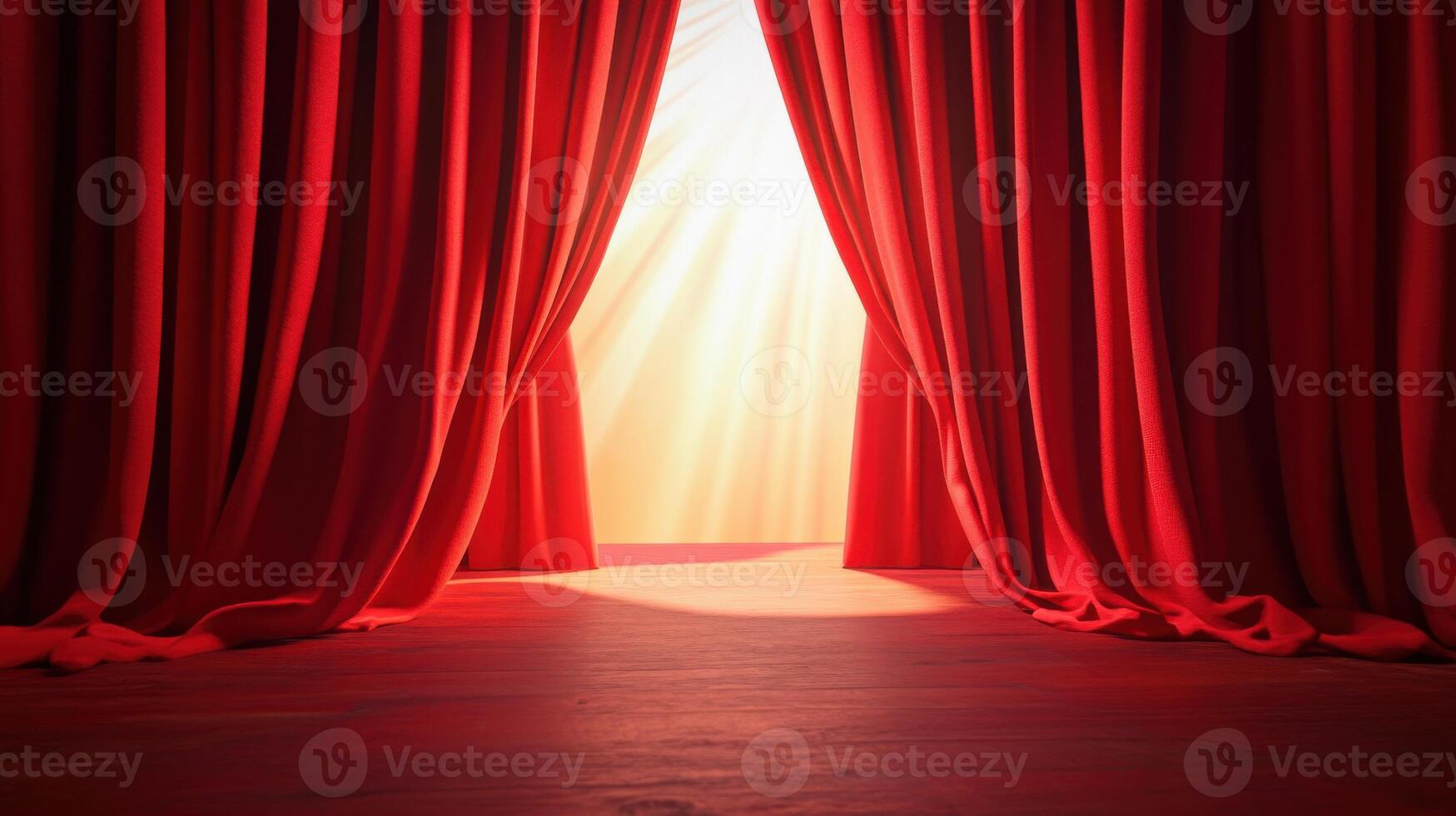 Red curtain with light coming through it photo