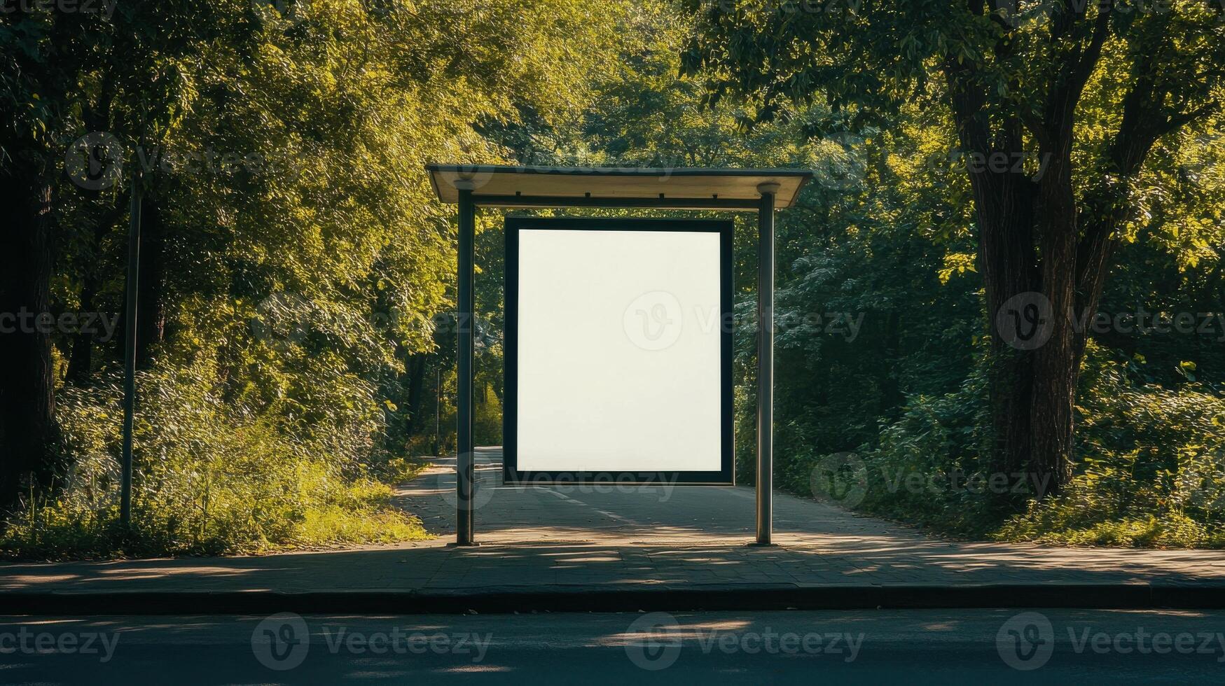A billboard is sitting on the side of a road photo