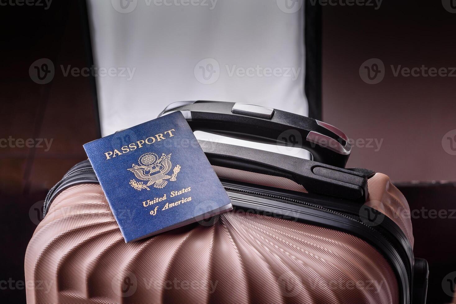 International passport of a USA citizen on a suitcase photo