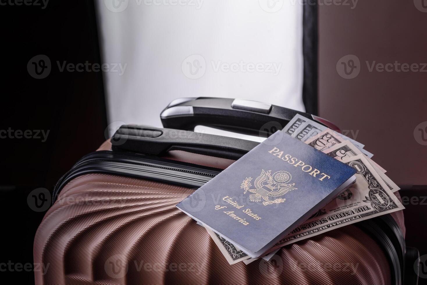 International passport of a USA citizen on a suitcase photo