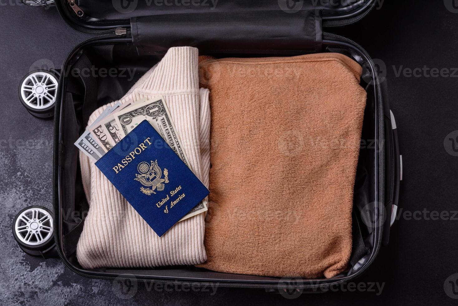 International passport of a USA citizen on a suitcase photo