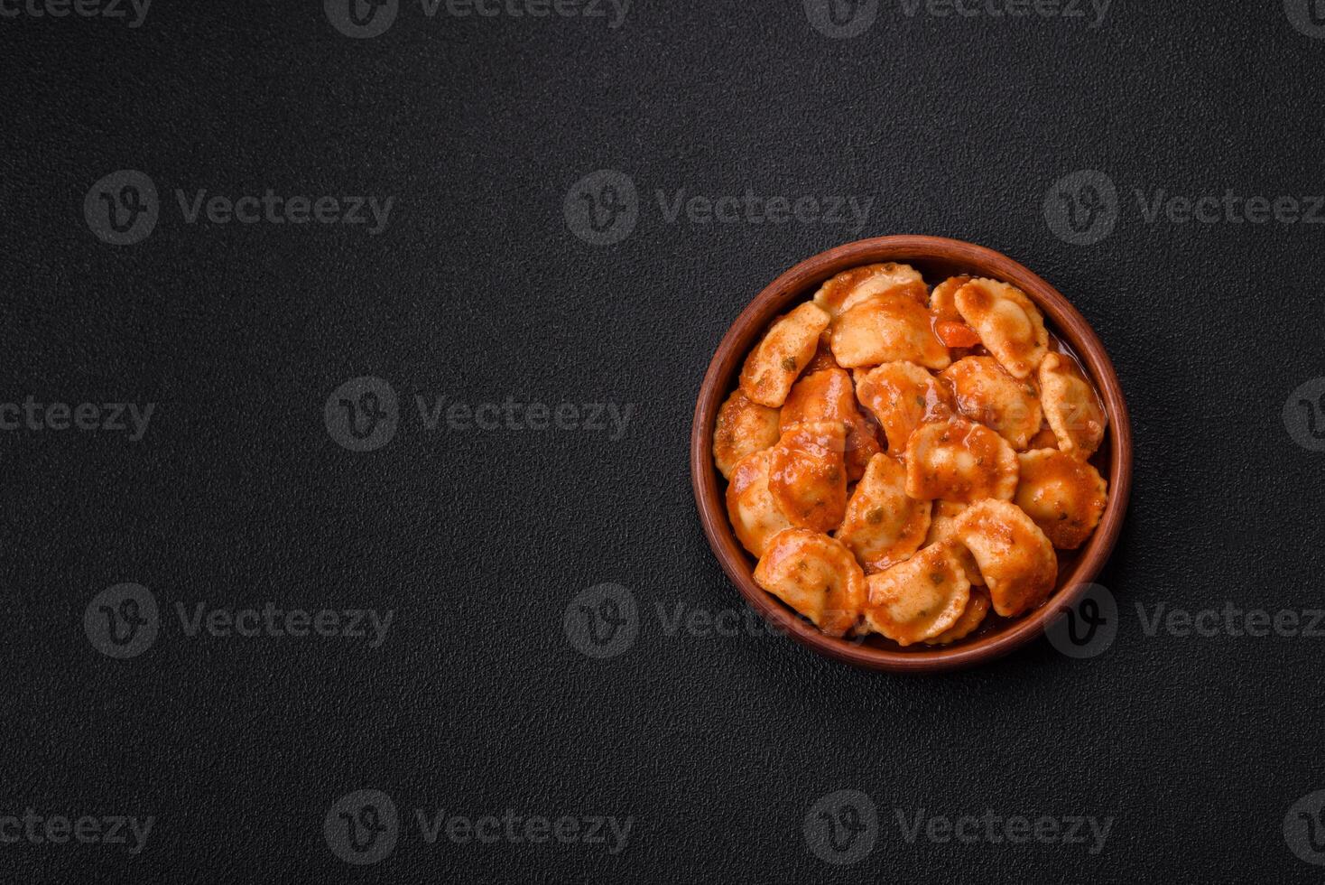 Ravioli with meat or vegetarian with ricotta, salt and spices photo