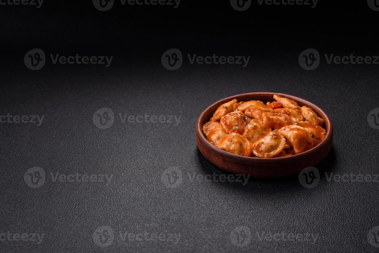 Ravioli with meat or vegetarian with ricotta, salt and spices photo