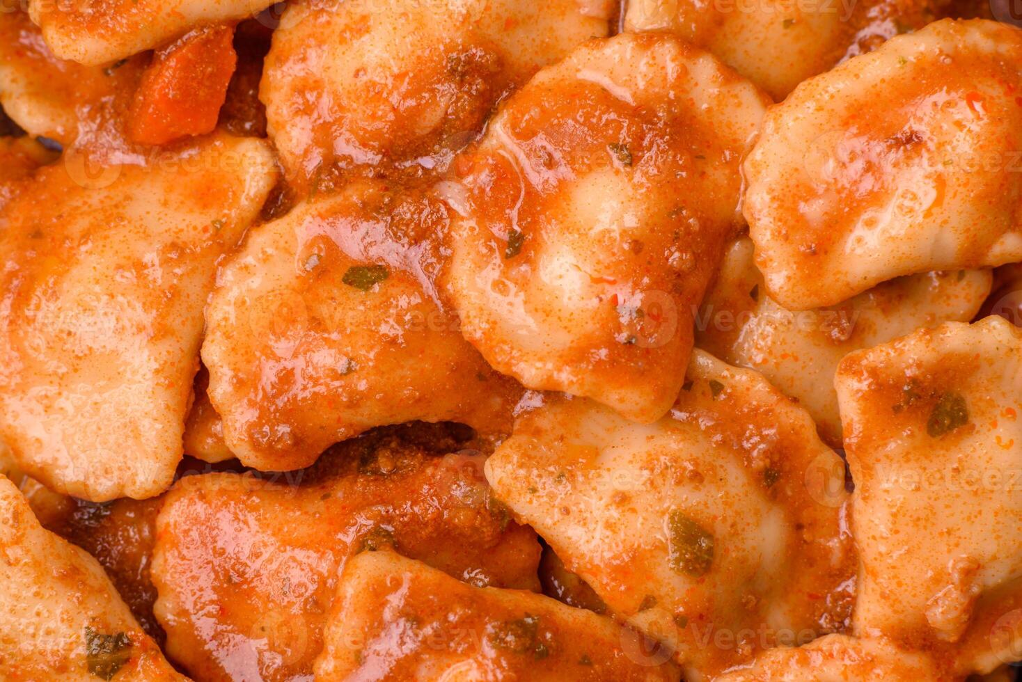 Ravioli with meat or vegetarian with ricotta, salt and spices photo