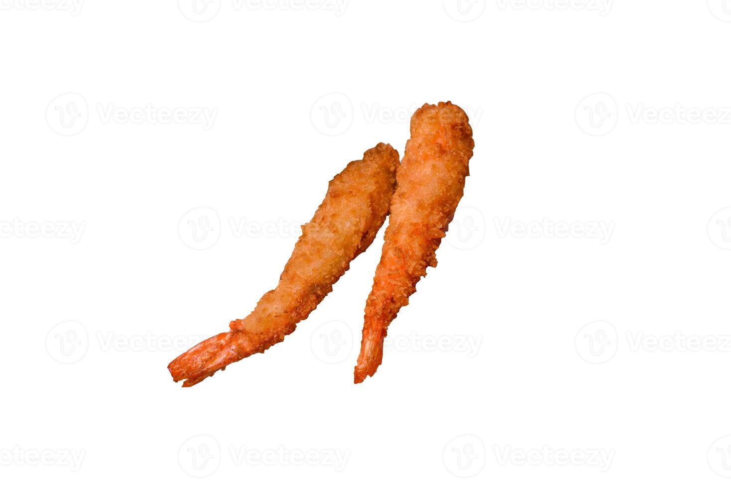 Hot crispy shrimp breaded with salt and spices with white sauce photo