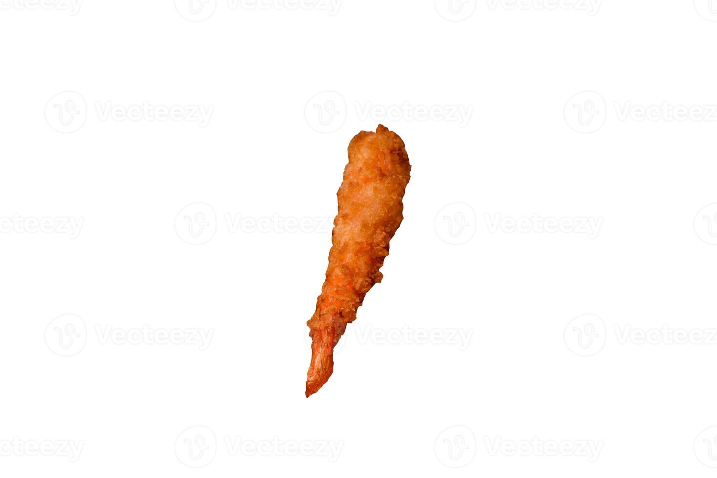 Hot crispy shrimp breaded with salt and spices with white sauce photo