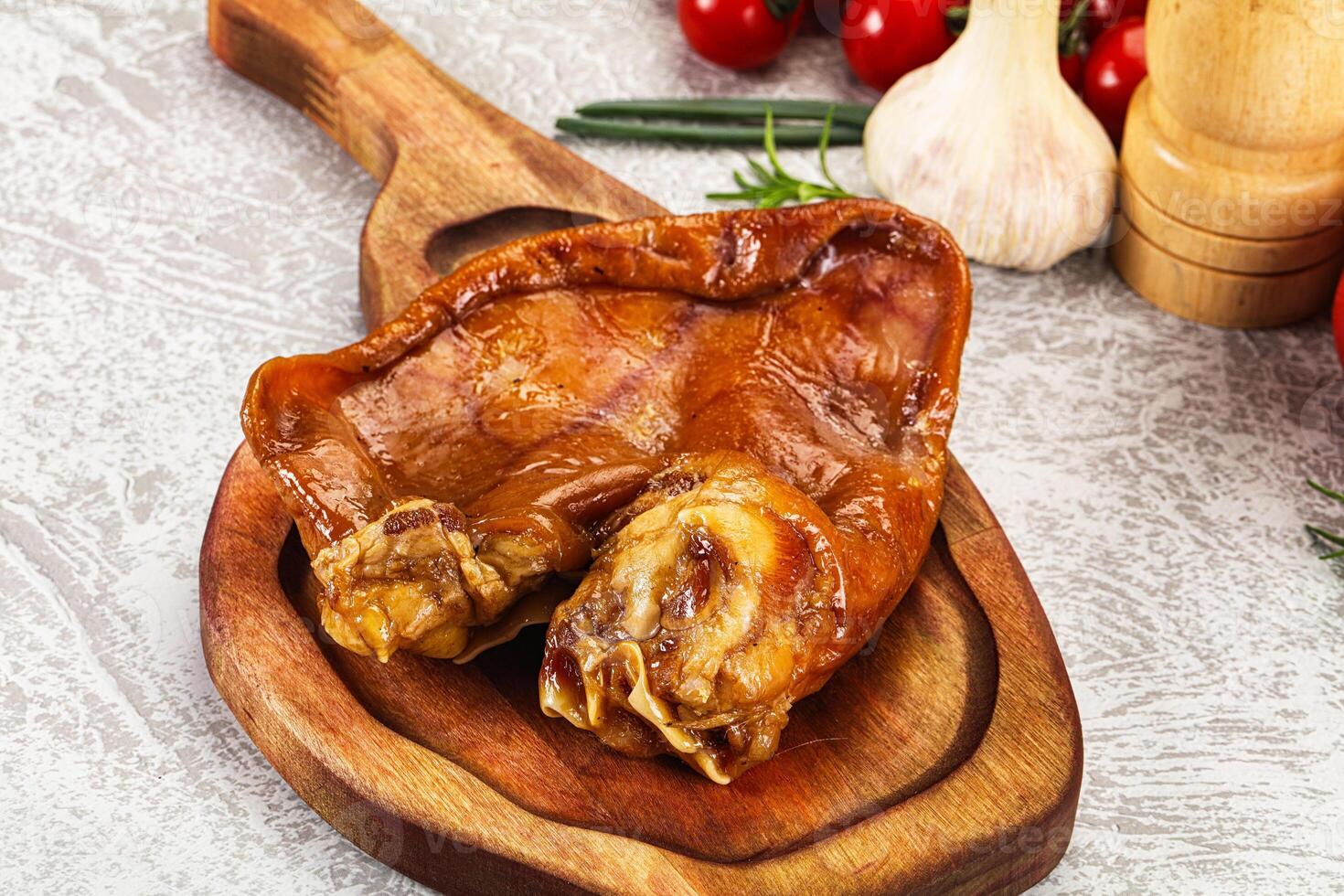 Smoked pork ear snack appetizer photo
