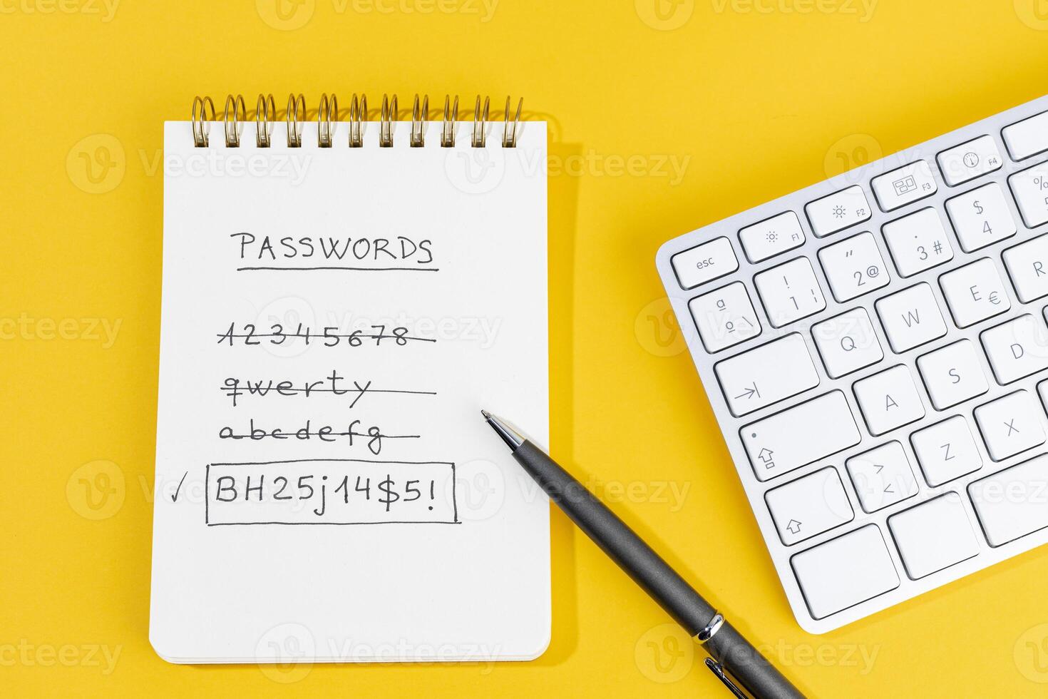 Change Weak to strong Password written on a notepad photo