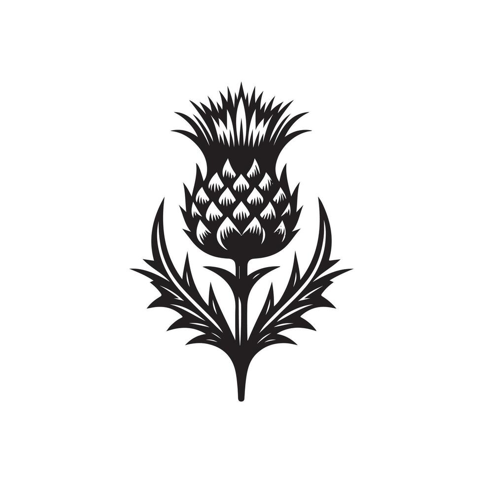 Thistle flower logo design vector