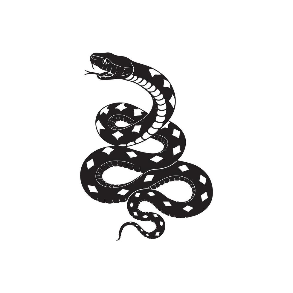 A black and white snake on a white background vector