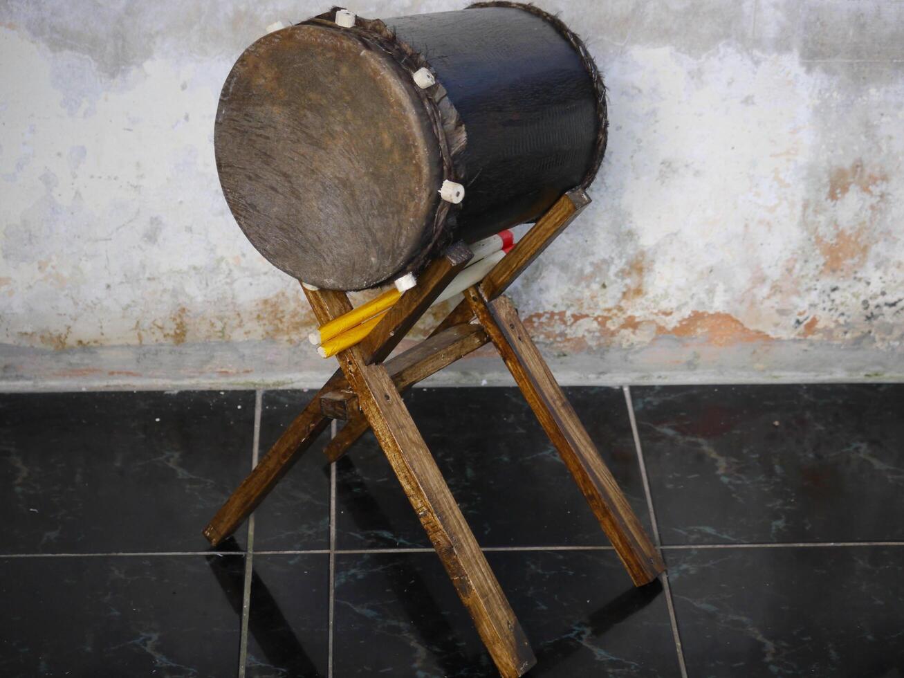 Miniatur of bedug or traditional drum which is made of logs and cowhide is commonly used as a port for Muslim celebrations. photo