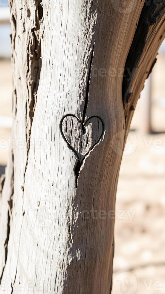 Heart Carved into Tree Trunk photo