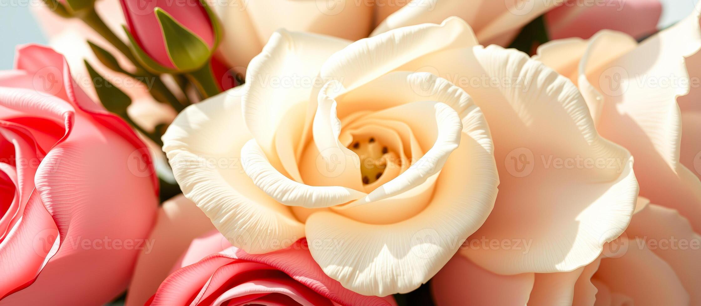 Close Up of Delicate White Rose Petals photo