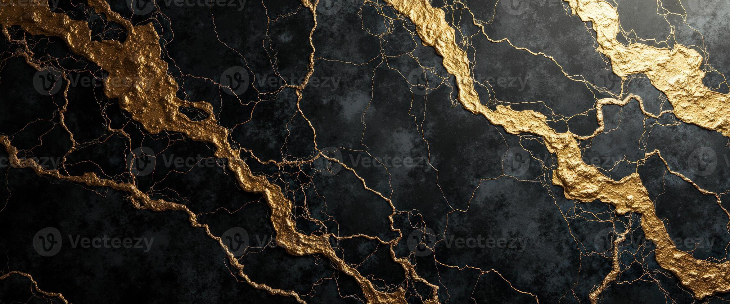 Abstract Black Marble Texture with Golden Veins photo