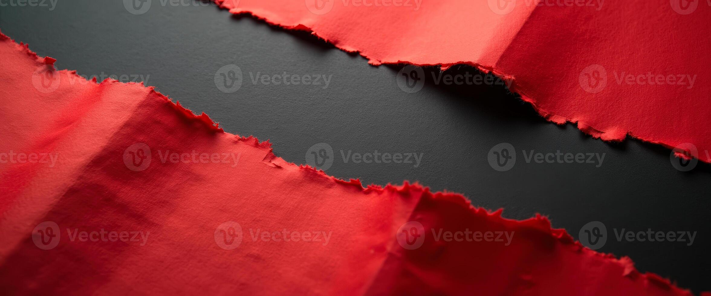 Torn Red Paper on Black Background photo