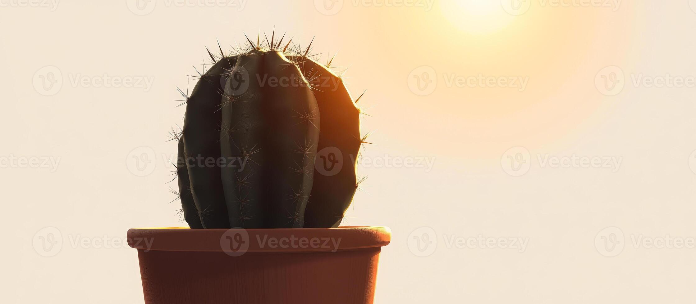 Cactus in a Pot with Soft Light photo
