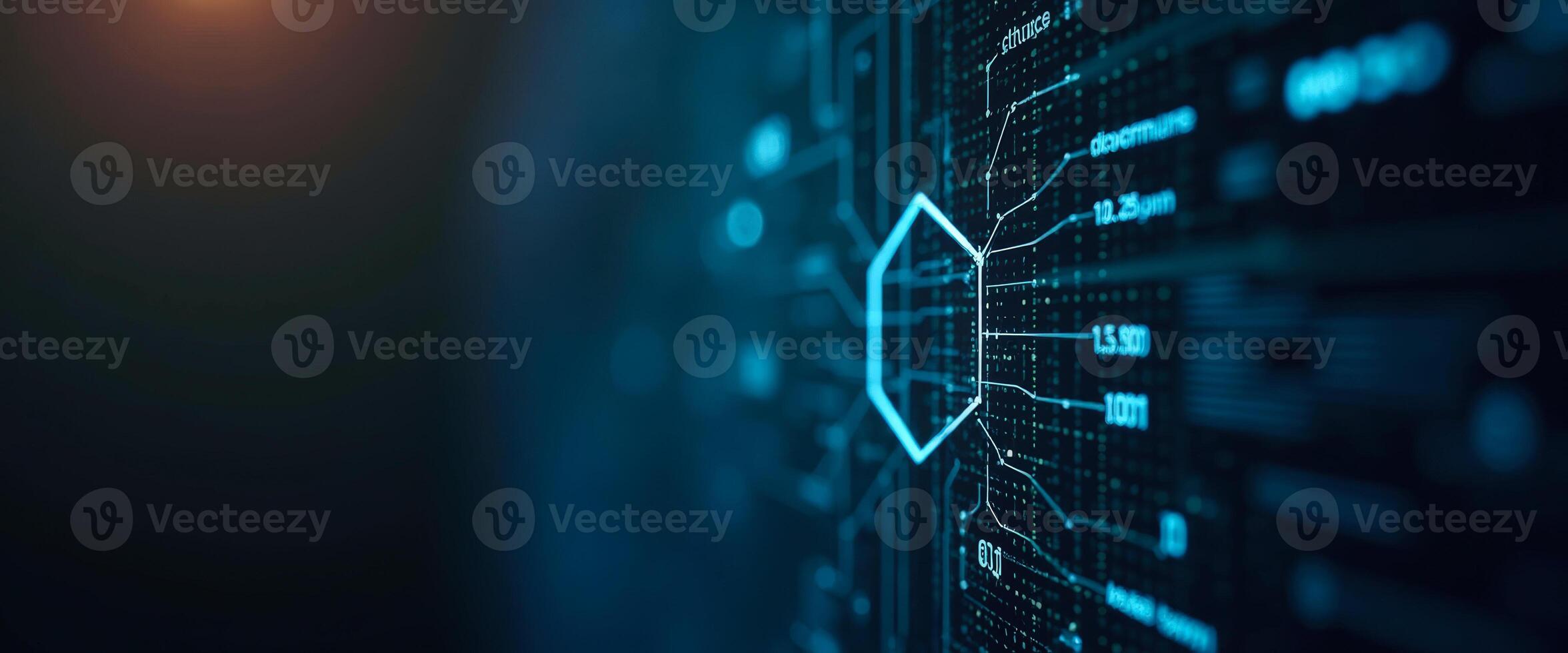 Abstract Digital Network with Hexagon Shape and Data photo