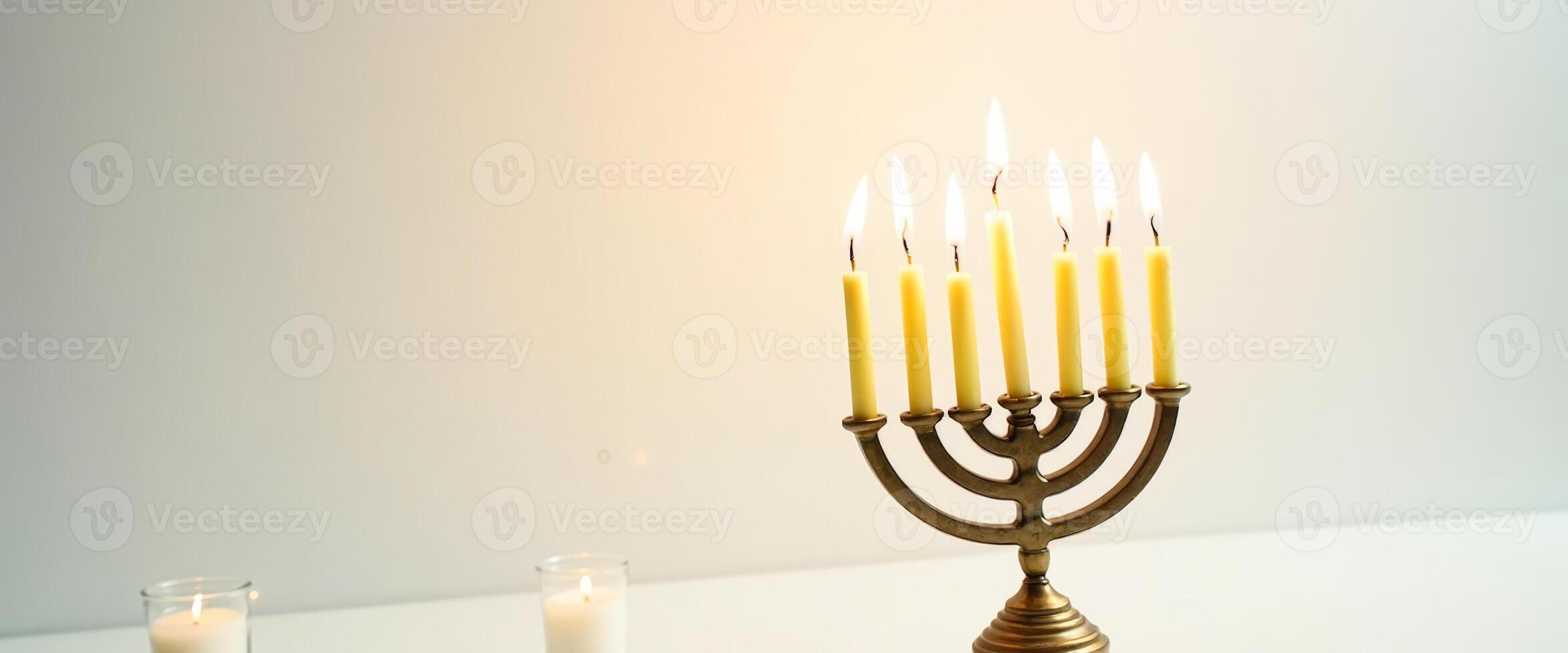 Menorah with Burning Candles photo
