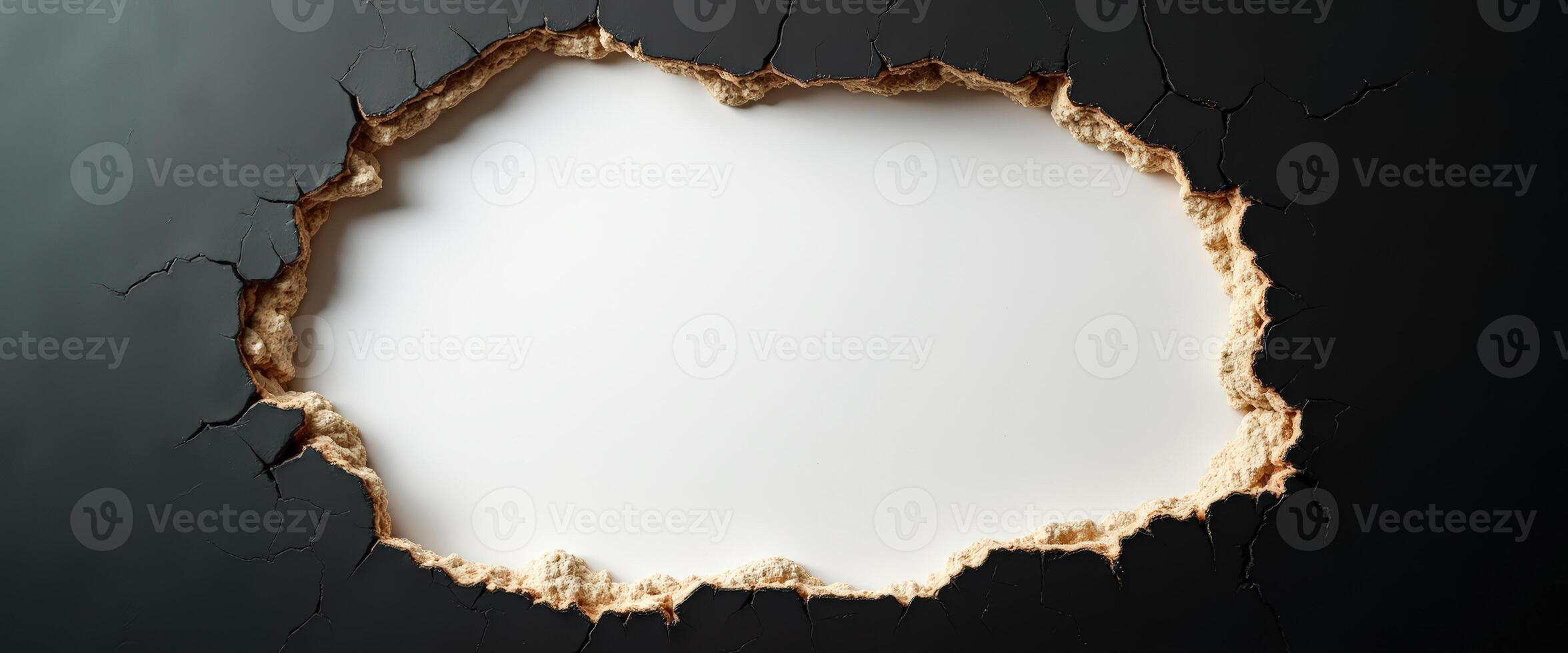 Black Cracked Surface with White Background photo